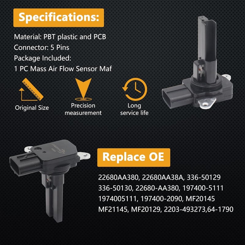 Yezoauto Mass Air Flow Sensor Maf Meter Compatible with Subaru Crosstrek 2016; Forester 2009-2016; Impreza 08-15; Impreza Sport 08-11; Legacy 08-16; Outback 08-16 & More Replace OE 22680-AA380 - Image 5